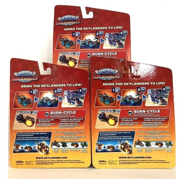 Lot of 3 New Toys Skylander Superchargers Burn Cycle Land Vehicle Stickers USA - Picture 2 of 5